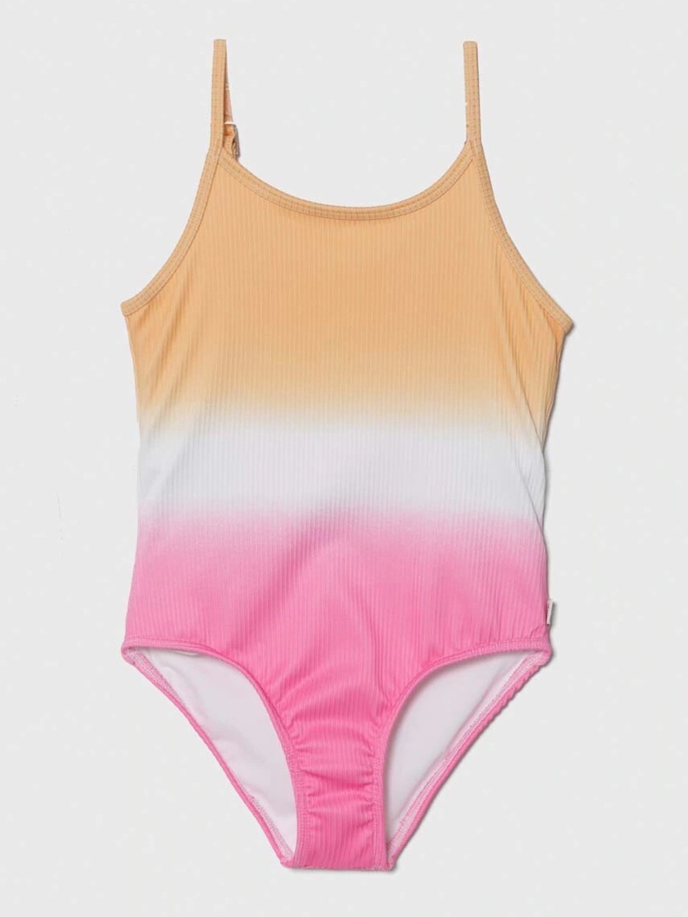 Girls NWOT Abercrombie kidsOmbre Ribbed One-Piece Swimsuit in Peach,White & Pink